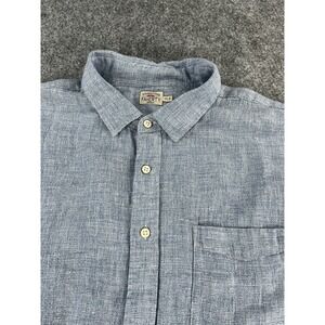 Faherty Palma Linen Shirt Mens XXL Short Sleeve Button Up Blue Casual EUC